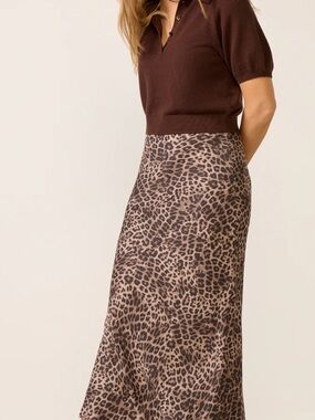 Z Supply Brown Leopard Slip Maxi Skirt